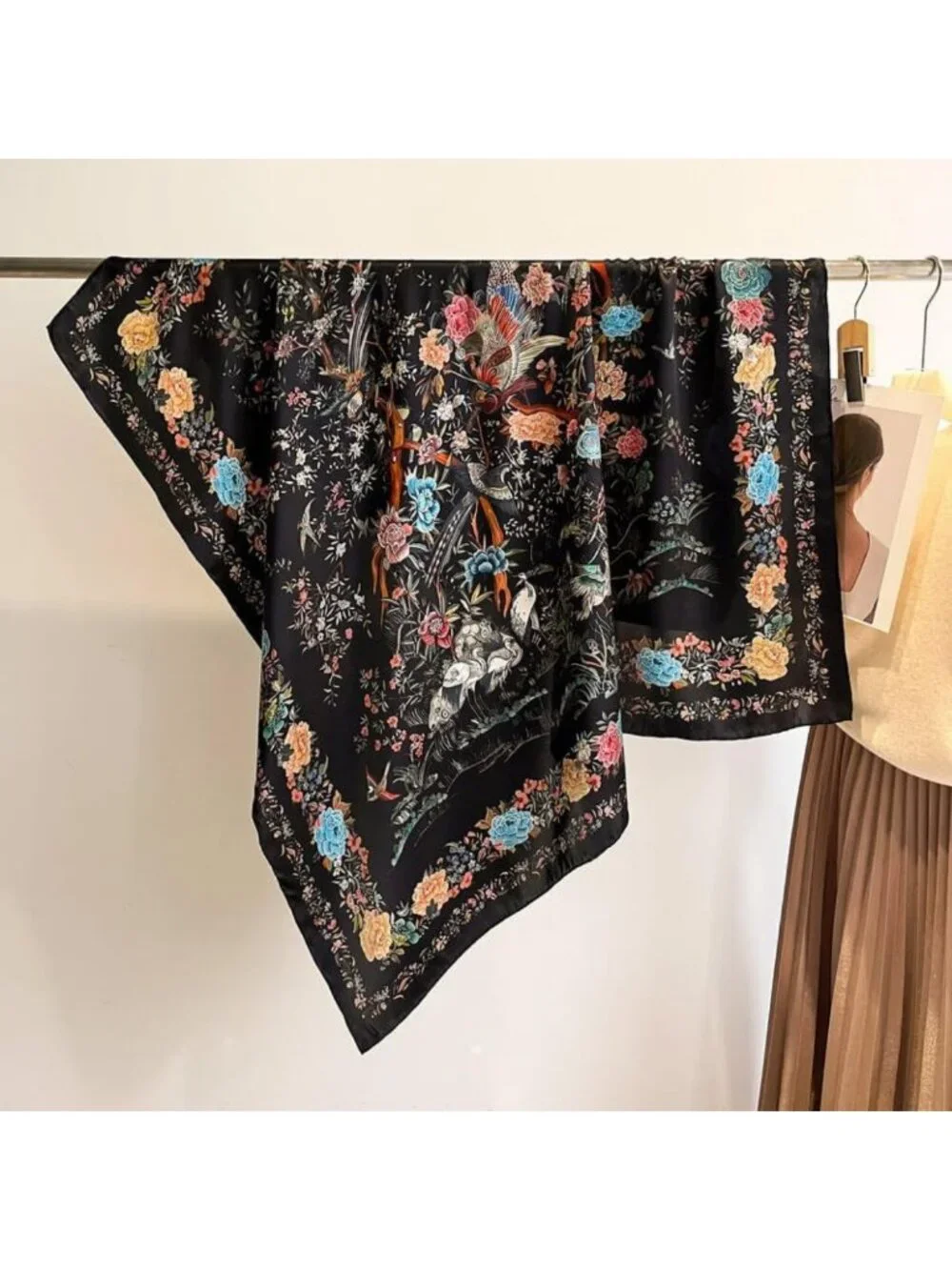 Luxurious 100% Mulberry Silk Large Square Scarf | Versatile Hair Wrap & Shawl